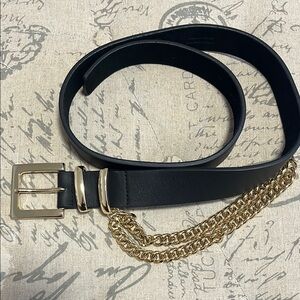 Black Belt with Gold Chain Accent